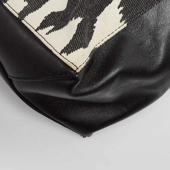 Celine Black/White Leopard Jute Bi-Color Vertical Cabas Bag - Picture 4 of 12